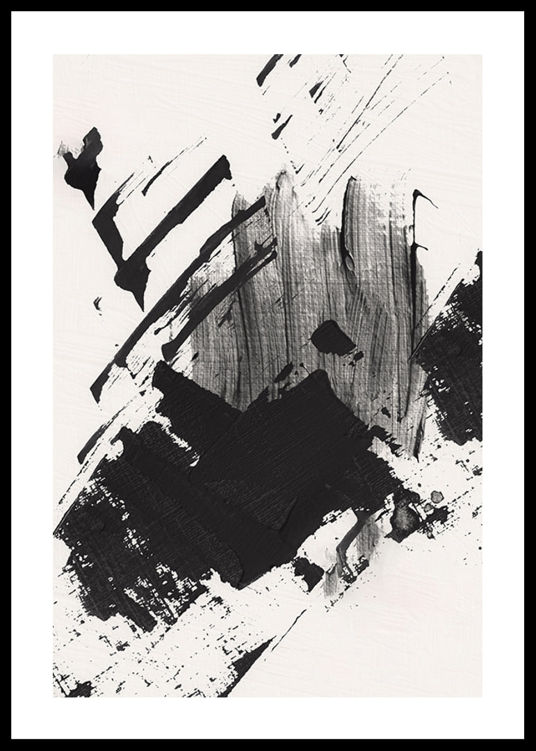 Abstract black brush strokes on white textured background-12