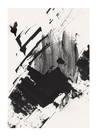 Abstract black brush strokes on white textured background-1