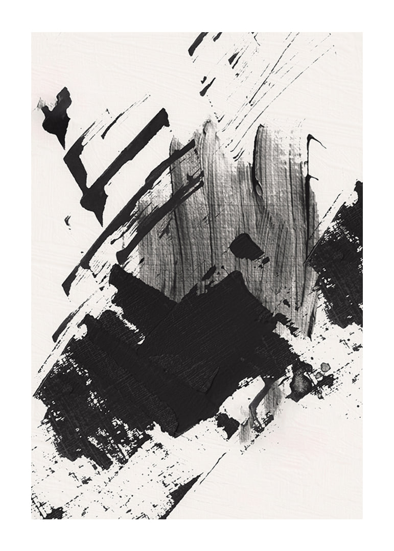 Abstract black brush strokes on white textured background-12