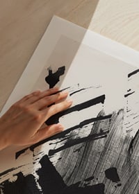 Abstract black brush strokes on white textured background-9