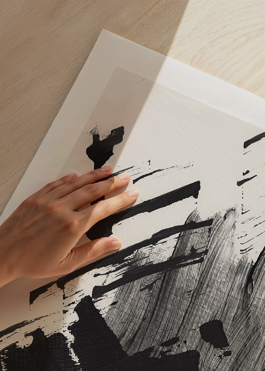 Abstract black brush strokes on white textured background-12