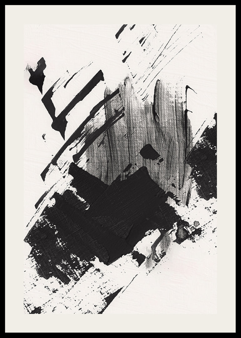 Abstract black brush strokes on white textured background-12