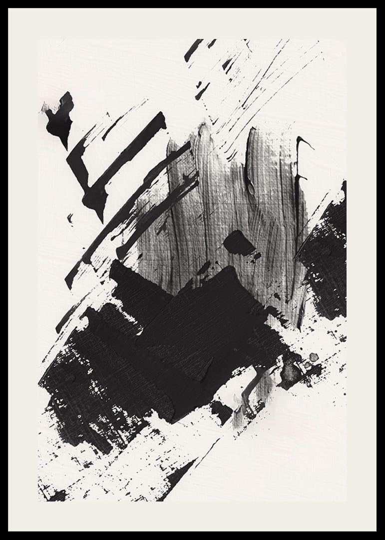 Pinceladas negras abstractas sobre fondo blanco texturizado-12