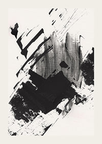 Abstract black brush strokes on white textured background-3