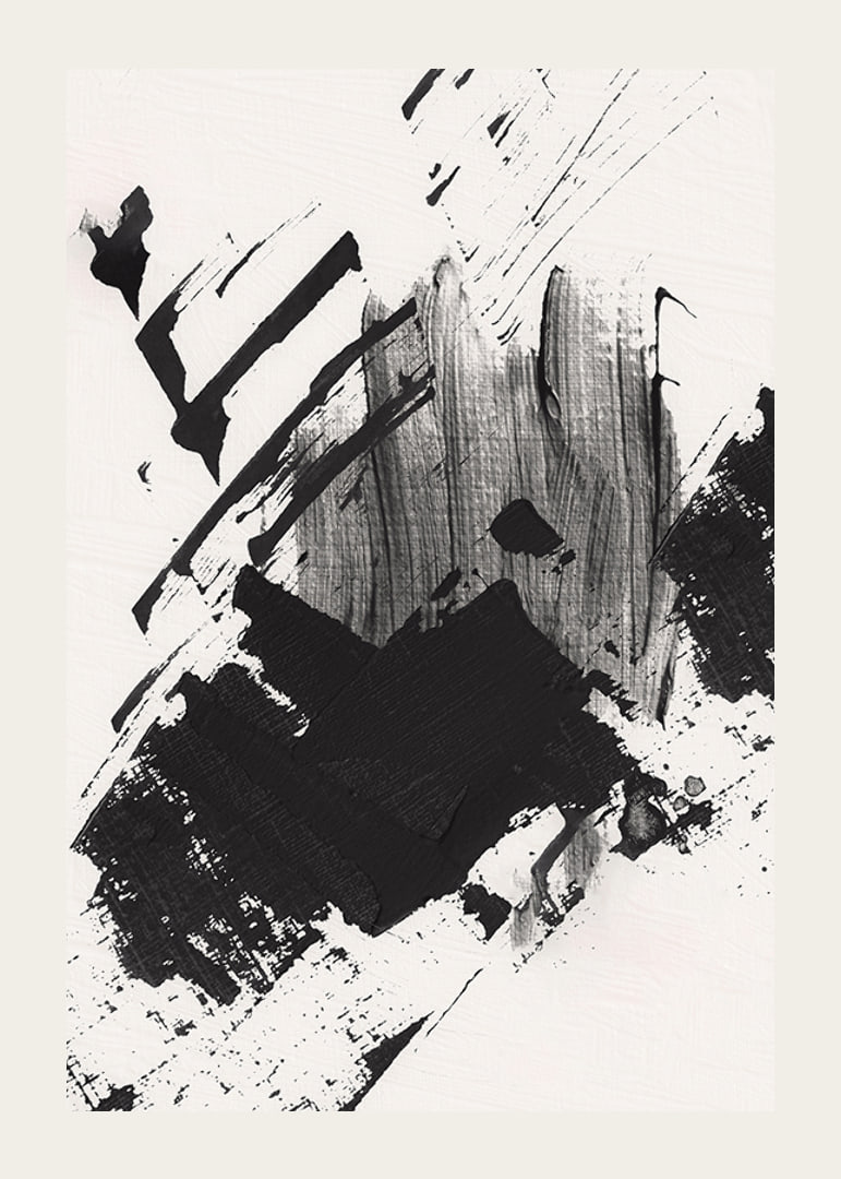Abstract black brush strokes on white textured background-12