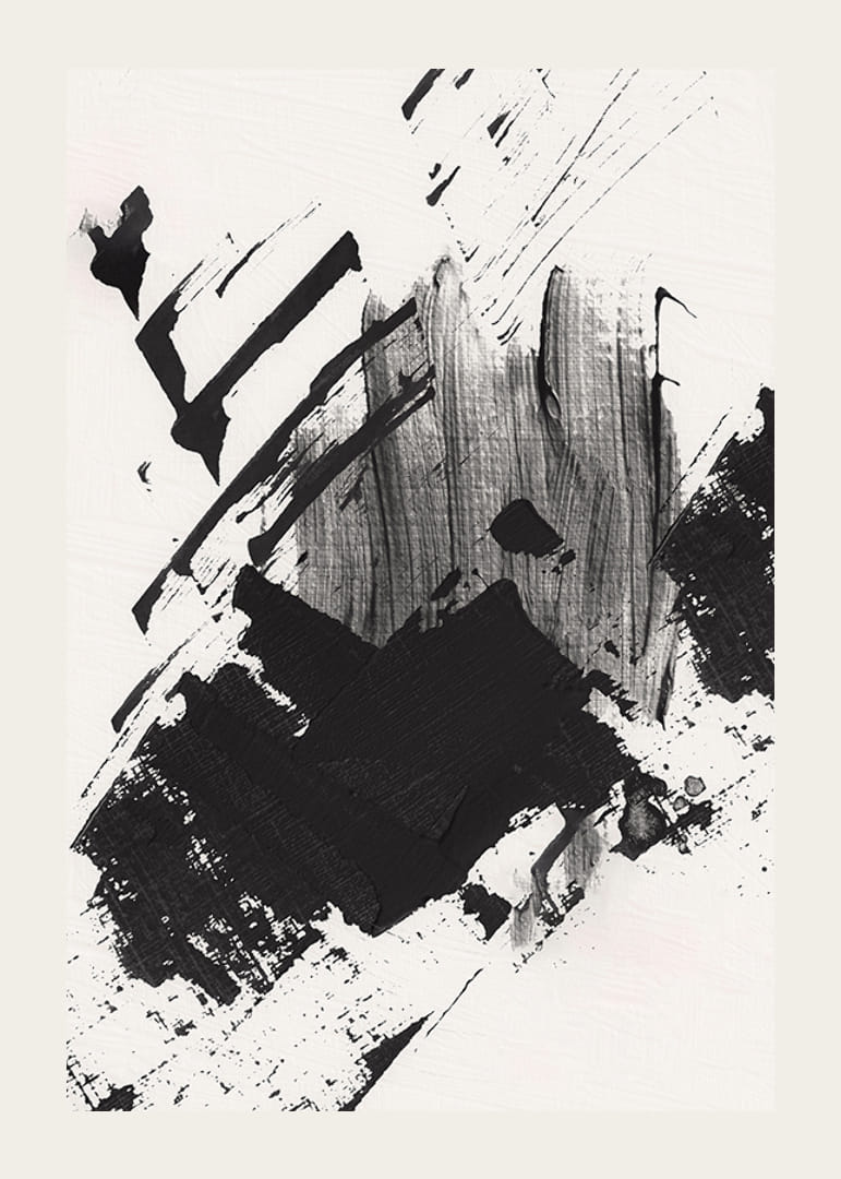 Pinceladas negras abstractas sobre fondo blanco texturizado-12