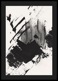 Abstract black brush strokes on white textured background-4