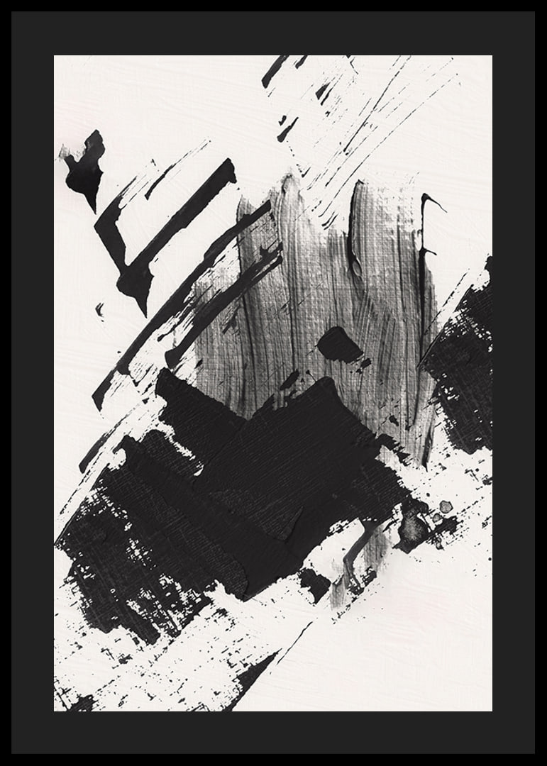 Abstract black brush strokes on white textured background-12