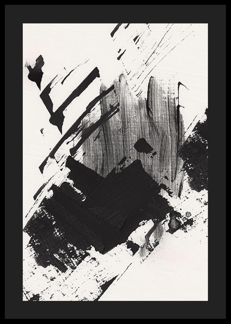 Pinceladas negras abstractas sobre fondo blanco texturizado-12