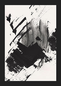 Abstract black brush strokes on white textured background-5