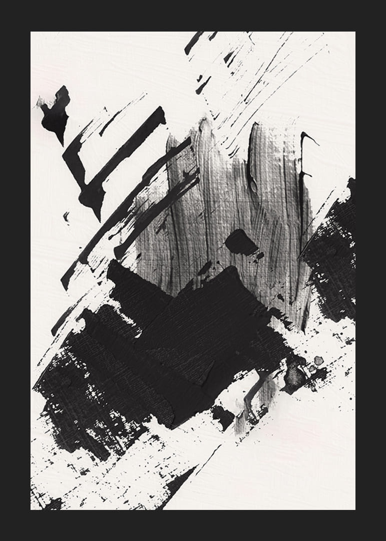 Pinceladas negras abstractas sobre fondo blanco texturizado-12