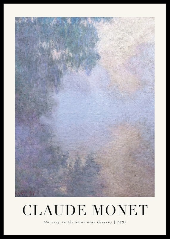 Paisagem impressionista com rio enevoado, tons suaves de azul e roxo de Claude Monet-12