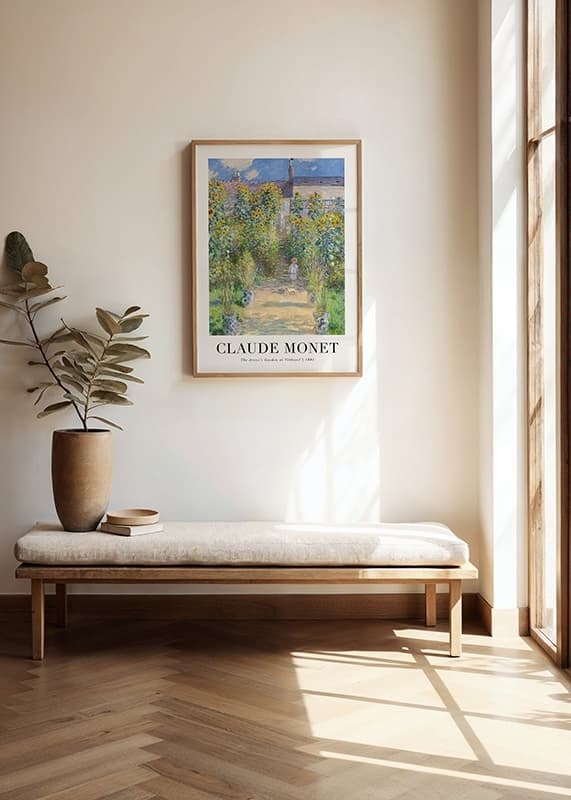 Impressionist garden with sunflowers and figure of Monet-12