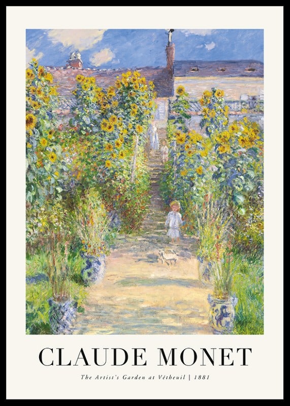 Impressionist garden with sunflowers and figure of Monet-12