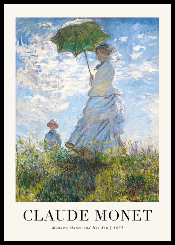 Impressionist motif of woman with parasol and child by Monet-12