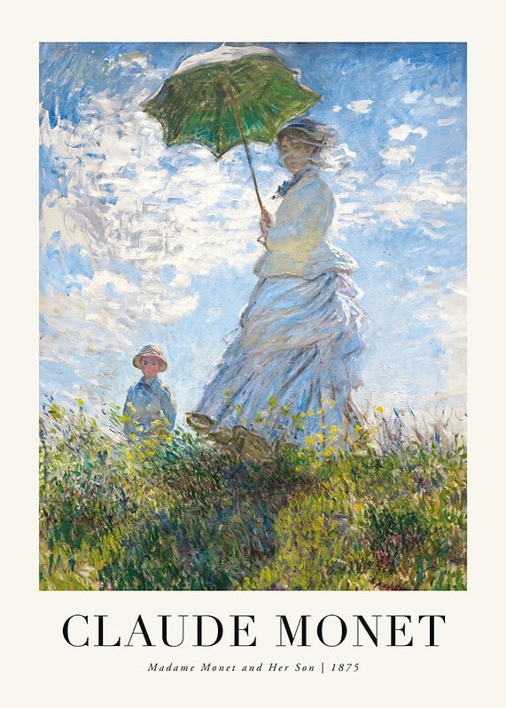 Impressionist motif of woman with parasol and child by Monet-12