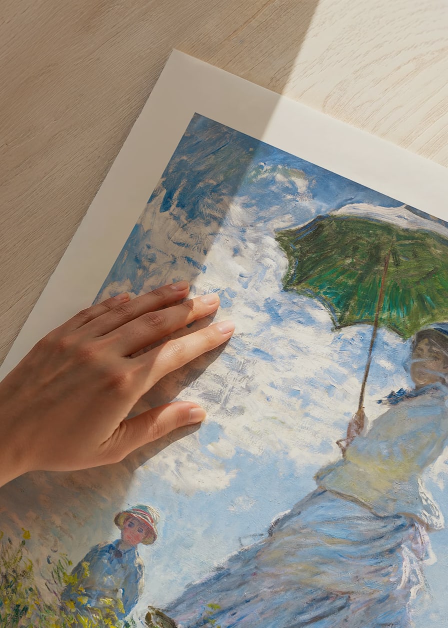 Impressionist motif of woman with parasol and child by Monet-12