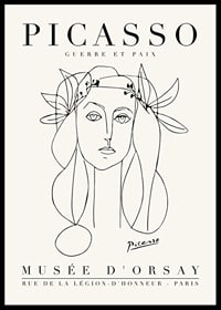 Minimalist line drawing of woman's face with laurel wreath in black-0