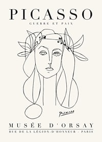 Minimalist line drawing of woman's face with laurel wreath in black-1