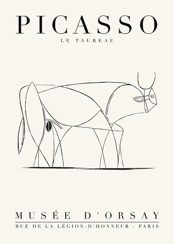 Minimalistisk svart linjeteckning av tjur på ljus bakgrund-12