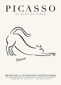 Minimalist line drawing of stretching cat in black-1