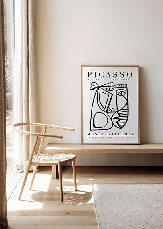 Cubist black and white portrait with marked graphic lines and geometric shapes-12