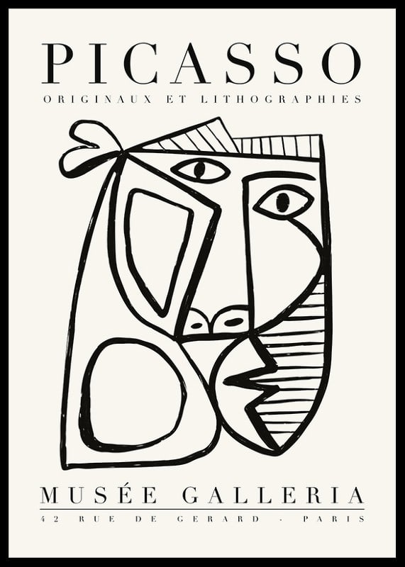 Cubist black and white portrait with marked graphic lines and geometric shapes-12