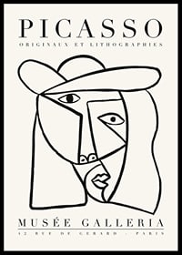 Abstract line drawing of face with highlighted eyes and irregular outlines in black-0
