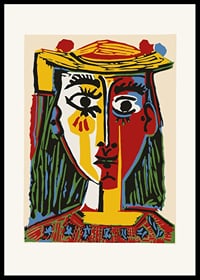 Cubist portrait in red, yellow and blue color fields-0