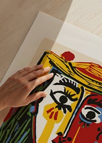 Cubist portrait in red, yellow and blue color fields-3