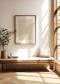 Abstract lines in beige forming arches on white background-2