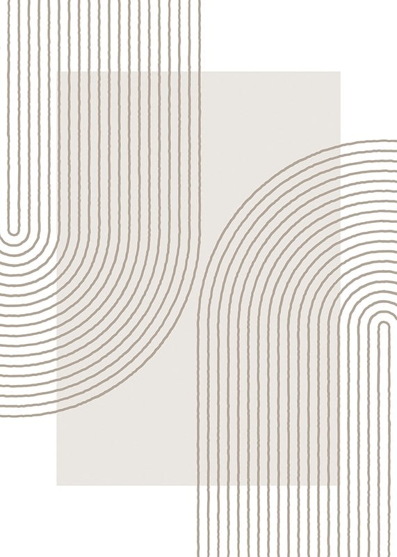 Abstract lines in beige forming arches on white background-12