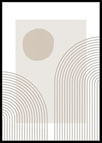 Abstract arc-shaped lines and circle in beige tones-0
