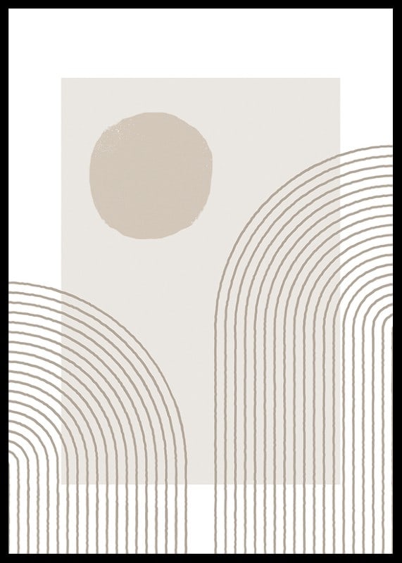 Abstract arc-shaped lines and circle in beige tones-12