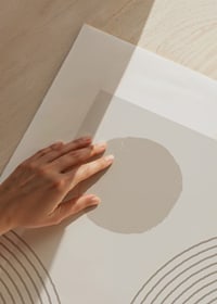 Abstract arc-shaped lines and circle in beige tones-3