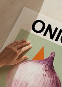 Illustrated red onion with purple hues against a green background-3