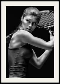 Black and white portrait of female tennis player in action-4