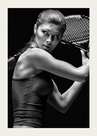 Black and white portrait of female tennis player in action-5