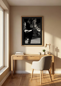 Black and white photo of tennis player with racket and ball-8