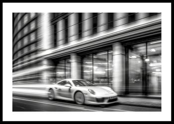 Poster Porsche 911 In Motion B&W