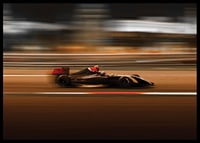 Formula 1 car at high speed with blurred background in warm colors-6