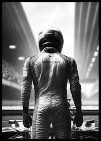 Race Car Driver B&W-2