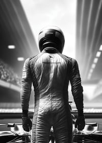 Race Car Driver B&W-3