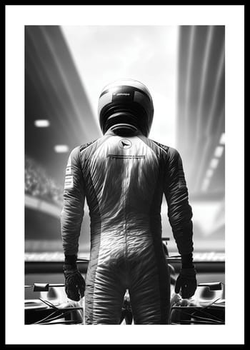 Poster Race Car Driver B&W