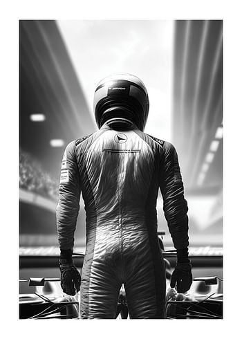 Poster Race Car Driver B&W