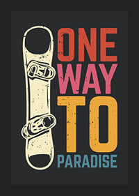 Retro illustration of snowboard and colorful text-5