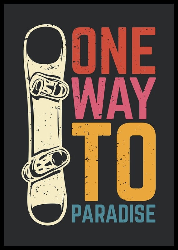Retro illustration of snowboard and colorful text-12