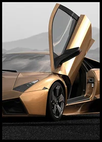 Close-up of golden Lamborghini Reventon with door open-6