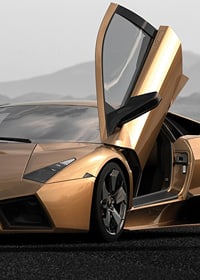 Close-up of golden Lamborghini Reventon with door open-7