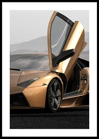 Close-up of golden Lamborghini Reventon with door open-0